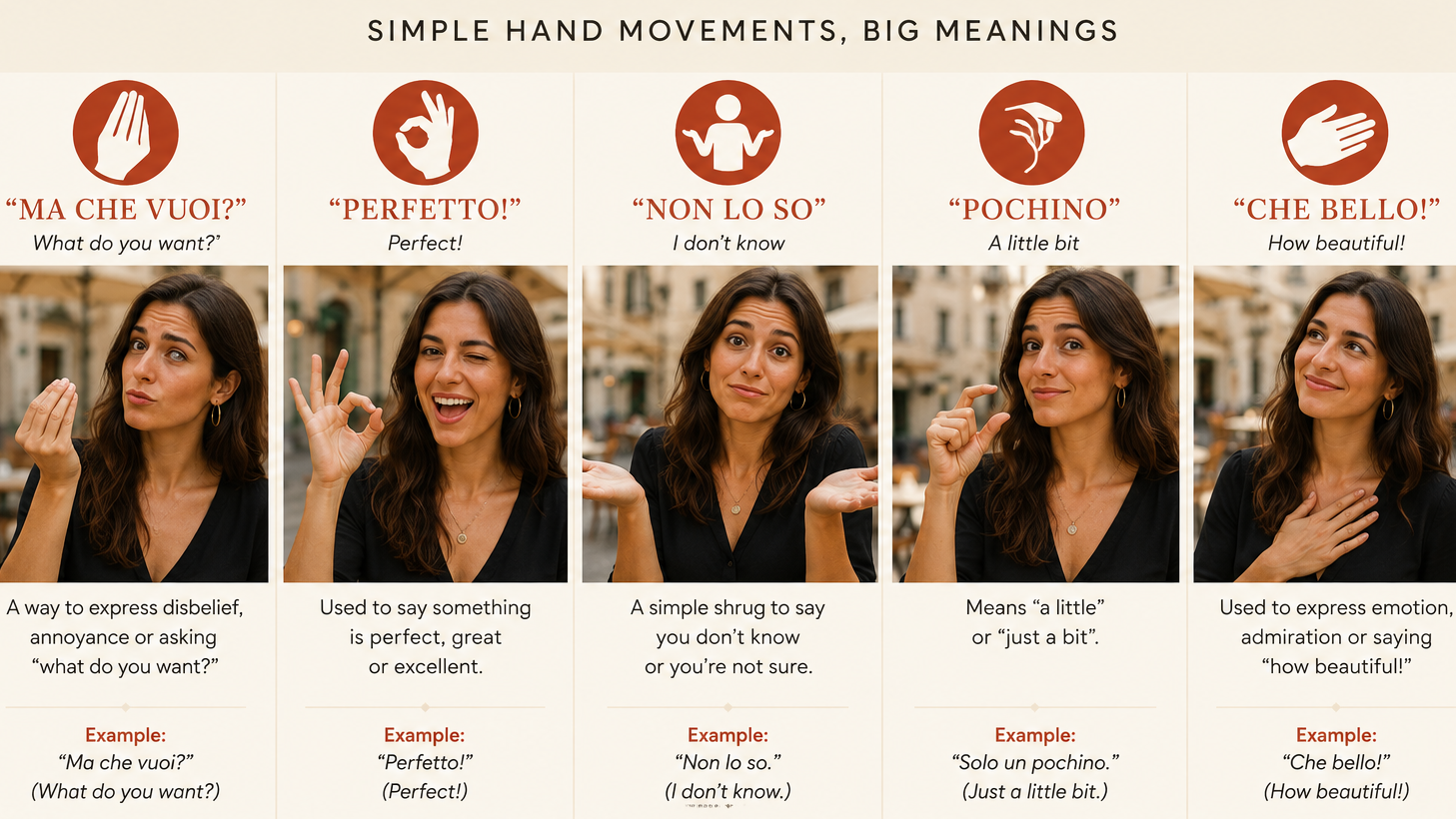 Seven famous Italian hand gestures explained with meanings and examples