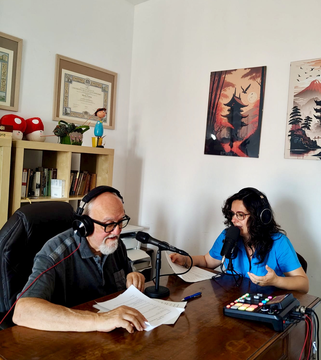 Mirela and Tony recording the Sul serio podcast for My Italian Space