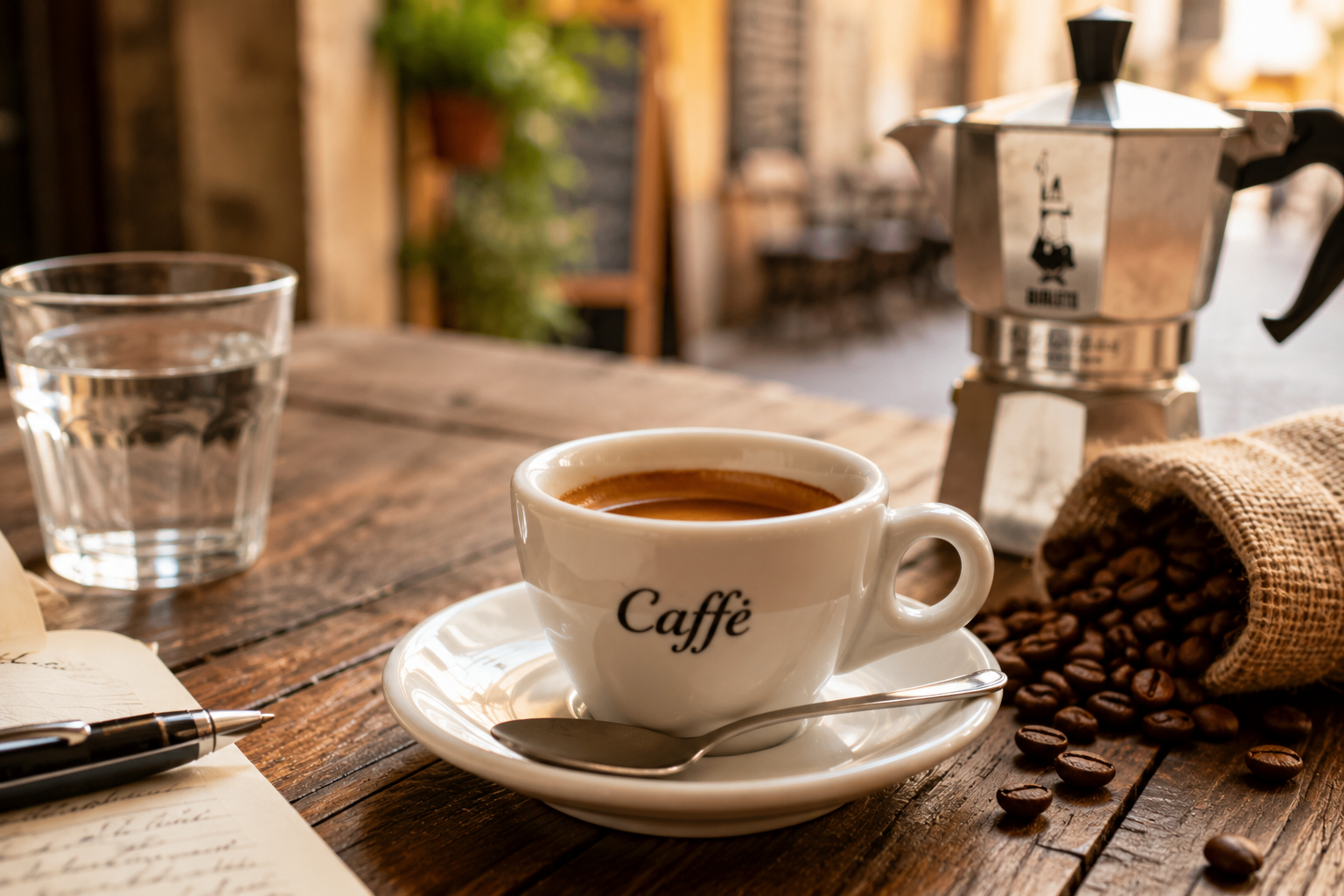 Traditional Italian espresso served in a local café