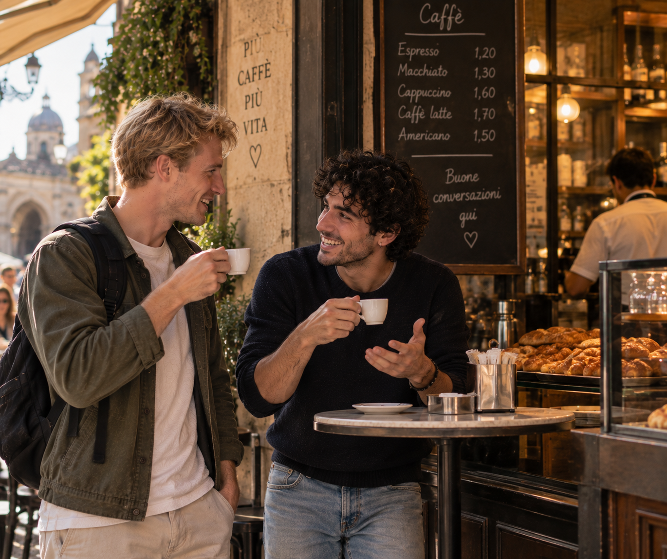 Daniel in un bar durante i suoi primi mesi da straniero in Italia
